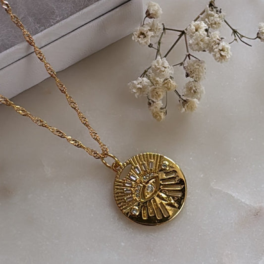 Gilded Coin Amulet Necklace