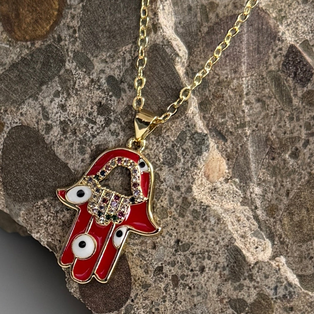 Red Hamsa Necklace